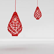 3D紅色鏤空吊燈模型